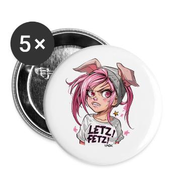 Self-confident and strong, cool pig girl - Buttons large 2.2''/56 mm (5-pack) - white - Front