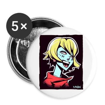 Fille d’anime cool et heureuse - Lot de 5 grands badges (56 mm) - blanc - Devant