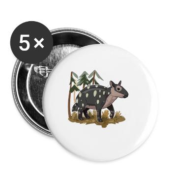 Niedliche Bergtapir-Illustration - Entzückendes Tier - Buttons groß 56 mm (5er Pack) - Weiß - Vorne