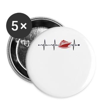 Cruising Vacation Heartbeat Cruise Ship Cruise - Buttons large 2.2''/56 mm (5-pack) - white - Front