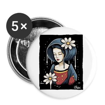 Butterflower Beauty: The Wise Woman - Buttons large 2.2''/56 mm (5-pack) - white - Front