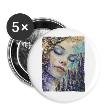 Mädchen schläft im Lavendel - Buttons groß 56 mm (5er Pack) - Weiß - Vorne
