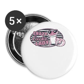 Crazy Gecko Lady Lizard Gekkota Schopfleopard - Buttons groß 56 mm (5er Pack) - Weiß - Vorne