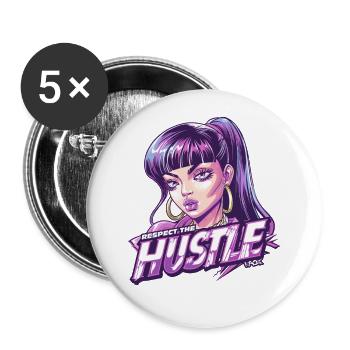 Hustler Girl: Respect the Stake - Buttons large 2.2''/56 mm (5-pack) - white - Front