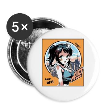 City Girl: Go Away - Buttons large 2.2''/56 mm (5-pack) - white - Front