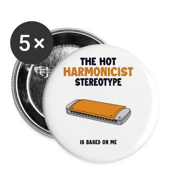 Le stéréotype de l’harmoniciste est basé sur moi Harmoniciste - Lot de 5 grands badges (56 mm) - blanc - Devant
