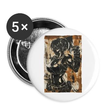 Strong, cool adventure fighter - Buttons large 2.2''/56 mm (5-pack) - white - Front