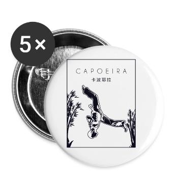 Capoeira Chinesischer Hanzi Ginga Capoeirista Tanz - Buttons groß 56 mm (5er Pack) - Weiß - Vorne