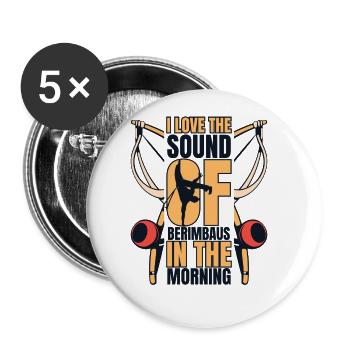 Ich liebe den Klang von Berimbaus Ginga Capoeirista - Buttons groß 56 mm (5er Pack) - Weiß - Vorne