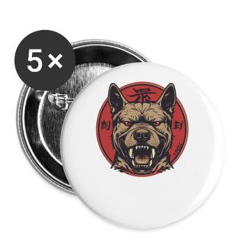 Un chien cool et fort montre les dents - Lot de 5 grands badges (56 mm) - blanc - Devant