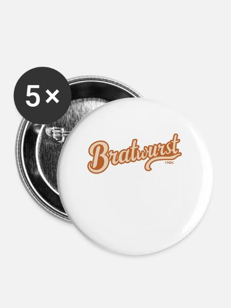 Bratwurst - Buttons groß 56 mm (5er Pack) - Weiß
