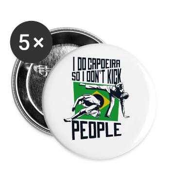 Ich mache Capoeira, damit ich die Leute nicht trete Ginga-Tanz - Buttons groß 56 mm (5er Pack) - Weiß - Vorne