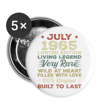 Cadeau Juillet 1965 Anniversaire Juillet 1965 Anniversaire - Lot de 5 grands badges (56 mm) - blanc - Devant