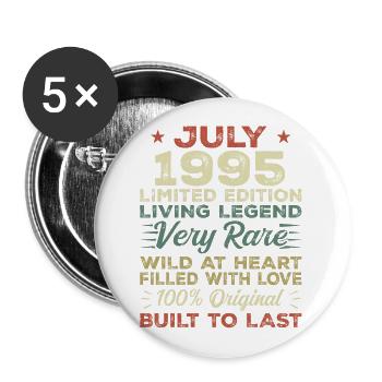 Cadeau Juillet 1995 Anniversaire Juillet 1995 Anniversaire - Lot de 5 grands badges (56 mm) - blanc - Devant