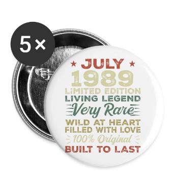 Cadeau anniversaire de juillet 1989 anniversaire de juillet 1989 - Lot de 5 grands badges (56 mm) - blanc - Devant