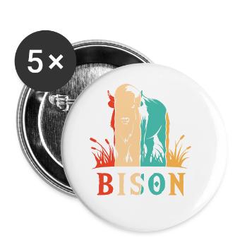 Retro Büffel Amerikanischer Bison Bovinae Liebhaber Bison - Buttons groß 56 mm (5er Pack) - Weiß - Vorne