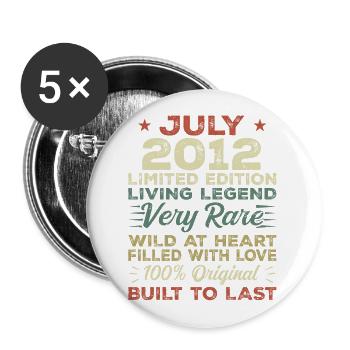 Gift July 2012 Anniversary July 2012 Birthday - Buttons large 2.2''/56 mm (5-pack) - white - Front