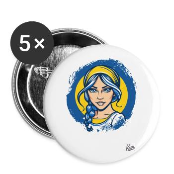 The Beauty of Ukraine: Unbroken Spirit - Buttons large 2.2''/56 mm (5-pack) - white - Front