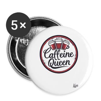 Caffeine Coffee Queen - Buttons large 2.2''/56 mm (5-pack) - white - Front