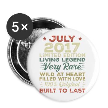Gift July 2017 Anniversary July 2017 Birthday - Buttons large 2.2''/56 mm (5-pack) - white - Front
