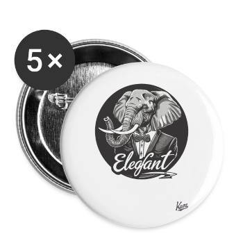 L’éléphant Eleg : l’éléphant élégant - Lot de 5 grands badges (56 mm) - blanc - Devant