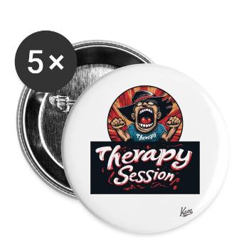 Schrei-Therapie: Sitzung läuft - Buttons groß 56 mm (5er Pack) - Weiß - Vorne