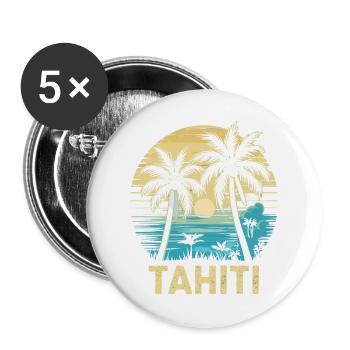 Tahiti Französisch-Polynesien - Buttons groß 56 mm (5er Pack) - Weiß - Vorne