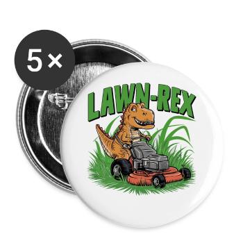 Funny Lawn-Rex Lawn Mower Garden Dinosaur - Buttons large 2.2''/56 mm (5-pack) - white - Front