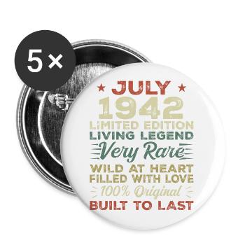 Gift July 1942 Jubilee July 1942 Birthday - Buttons large 2.2''/56 mm (5-pack) - white - Front