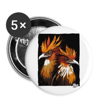 A Pair of Hoatzin Birds - Buttons large 2.2''/56 mm (5-pack) - white - Front