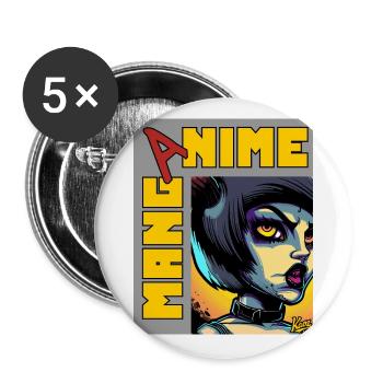 Anime Manga Fantasy Creature Girl - Buttons large 2.2''/56 mm (5-pack) - white - Front