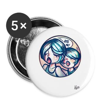 Küss mich, Schatz, ich will dich! - Buttons groß 56 mm (5er Pack) - Weiß - Vorne