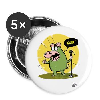 Drôle de cochon : Comédie et caca - Lot de 5 grands badges (56 mm) - blanc - Devant