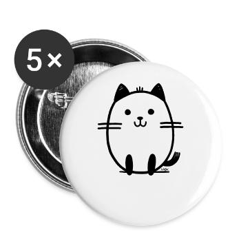 Dessin chat drôle - Lot de 5 grands badges (56 mm) - blanc - Devant