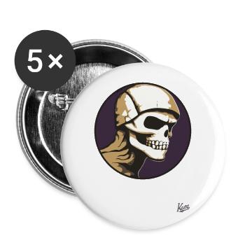 Abstrakte Kunst eines alten Totenkopf Schädel - Buttons groß 56 mm (5er Pack) - Weiß - Vorne