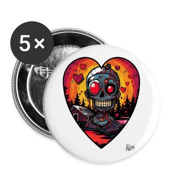 Ein Herz für Camping-Sumpf-Cyborg-Roboter - Buttons groß 56 mm (5er Pack) - Weiß - Vorne