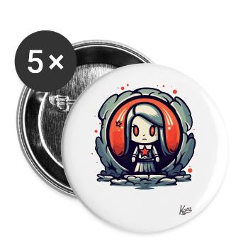 Fille de dessin animé mignonne et cool : Plus que mignonne - Lot de 5 grands badges (56 mm) - blanc - Devant