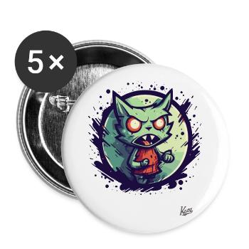 Dessin animé cool d’un chat enragé agacé - Lot de 5 grands badges (56 mm) - blanc - Devant