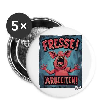 The sow the crazy pig - keep your mouth shut, work - Buttons large 2.2''/56 mm (5-pack) - white - Front