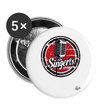 Vintage Mikrofon für Sänger mit Retro-Charme - Buttons groß 56 mm (5er Pack) - Weiß - Vorne