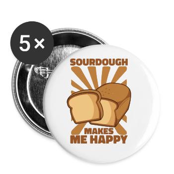 Sourdough Makes Me Happy Bread Maker Bread Dough - Buttons large 2.2''/56 mm (5-pack) - white - Front
