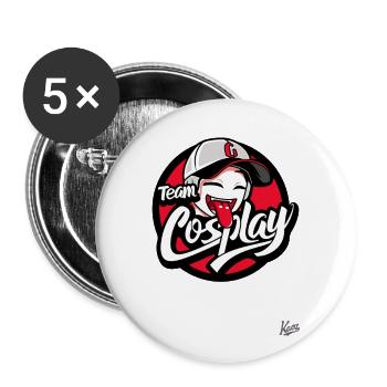 Jolie fille en casquette de baseball : Cosplay d’équipe - Lot de 5 grands badges (56 mm) - blanc - Devant
