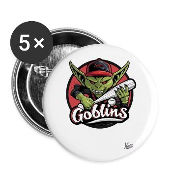 Baseballspieler-Goblins: Werfen und Lachen - Buttons groß 56 mm (5er Pack) - Weiß - Vorne
