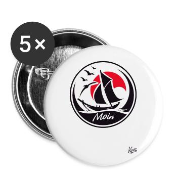 Say hello and sail by boat - Buttons large 2.2''/56 mm (5-pack) - white - Front