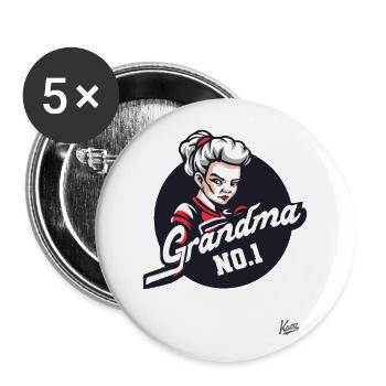 Grandma number 1 - Buttons large 2.2''/56 mm (5-pack) - white - Front