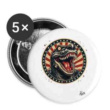 patriotisches US-Flaggen-Krokodile-Echsen-Monster - Buttons groß 56 mm (5er Pack) - Weiß - Vorne