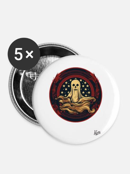 Patriotisches Gespenst - Buttons groß 56 mm (5er Pack) - Weiß
