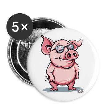 Ein Schlaues Schwein - Buttons groß 56 mm (5er Pack) - Weiß - Vorne