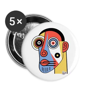 Cubisme abstrait Art d’un homme des cavernes - Lot de 5 grands badges (56 mm) - blanc - Devant