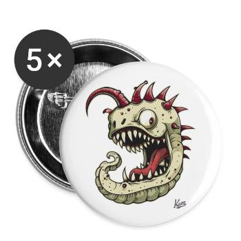 Un ver monstre fort et étrange - Lot de 5 grands badges (56 mm) - blanc - Devant